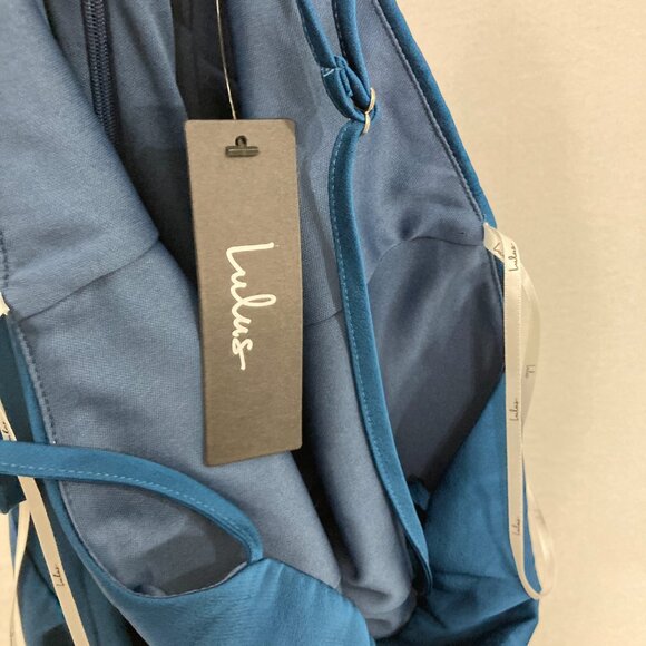 New Lulus Large Destiny Awaits Navy Blue Satin Faux-Wrap Maxi Dress Bridemaid - Picture 4 of 13